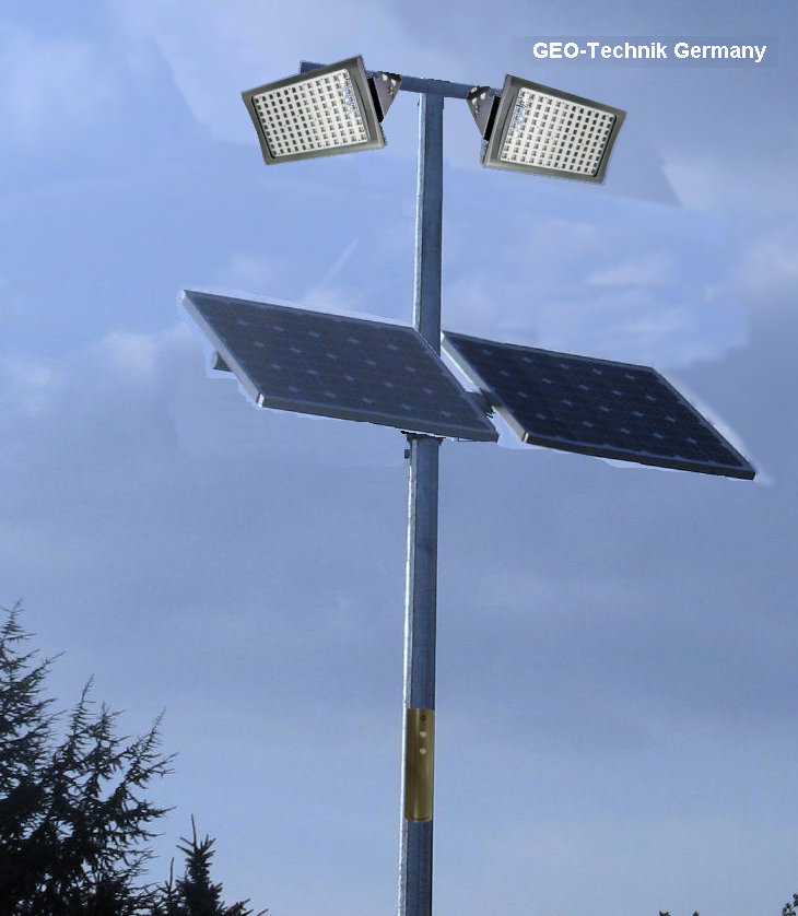 Solar Flutlicht Beleuchtungsmast 8m LED mit Druckknopf 140W (2000W)