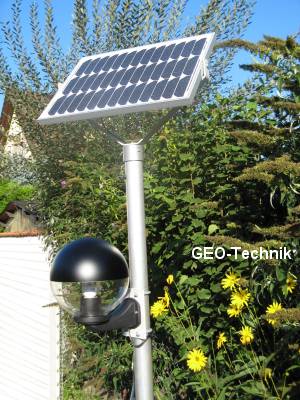 LED Solar Mastleuchte Globe 4m Mast mit Bewegungsmelder